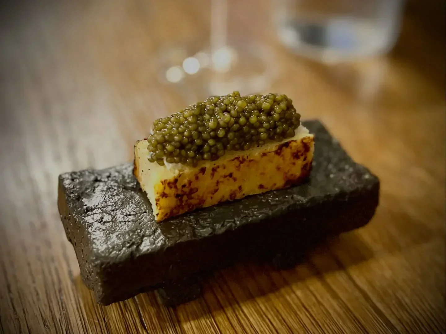 Caviar on toast, a culinary delight at aend restaurant in Vienna.