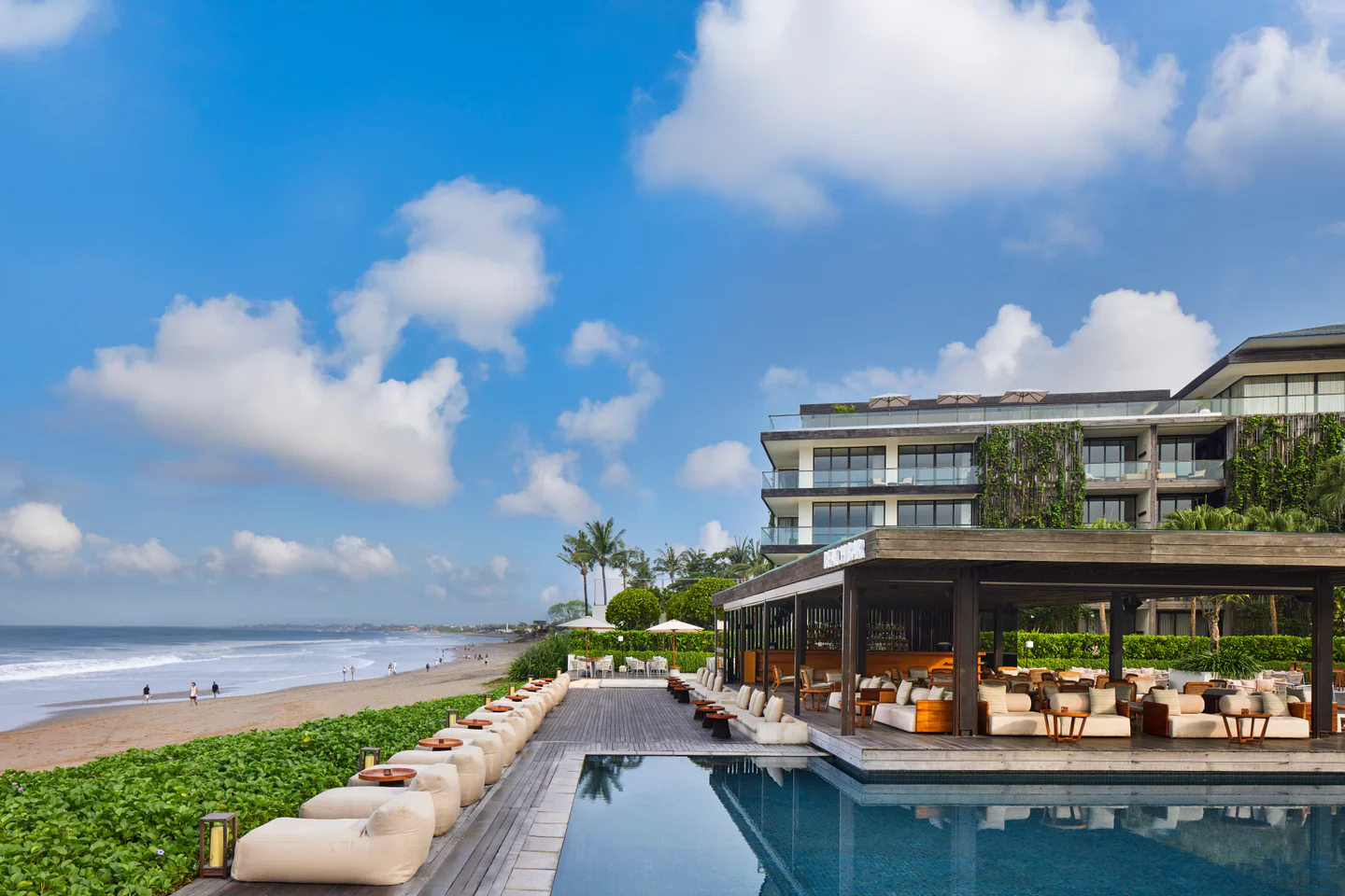 Alila Seminyak Beach Bar overlooking Seminyak Beach and the ocean