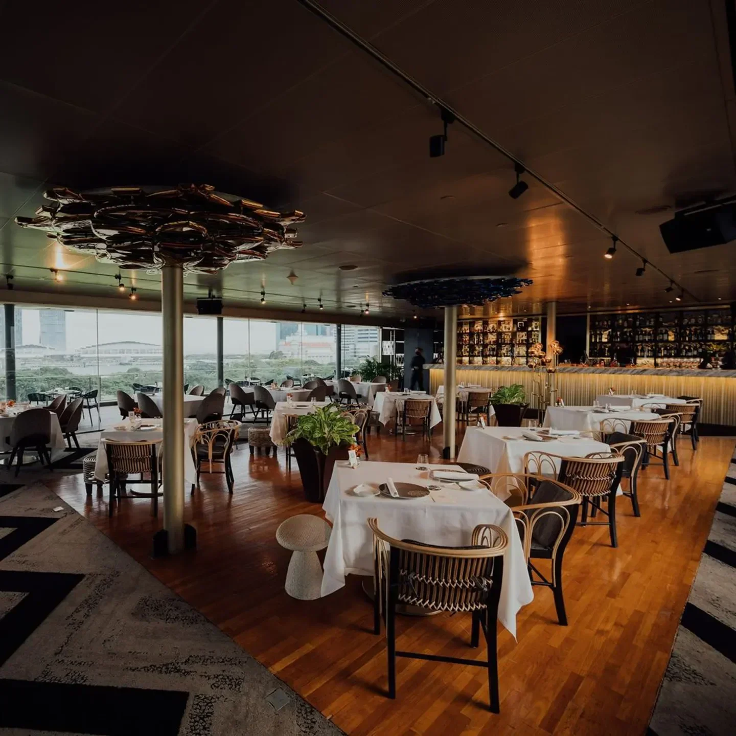 Interior of Art di Daniele Sperindio restaurant in Singapore, featuring unique decor.