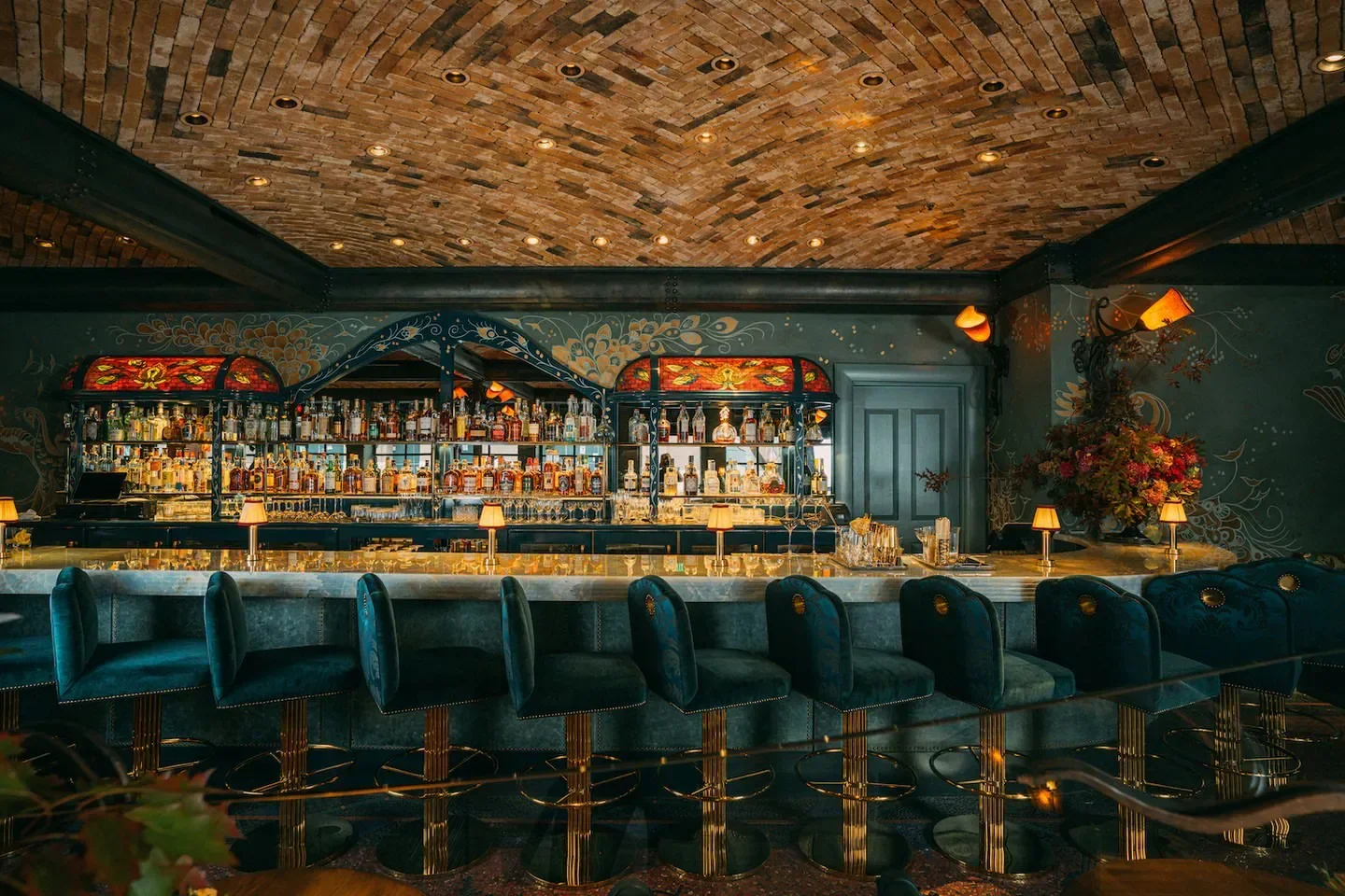 Interior bar at Boulevard in San Francisco with stylish seating and decor.