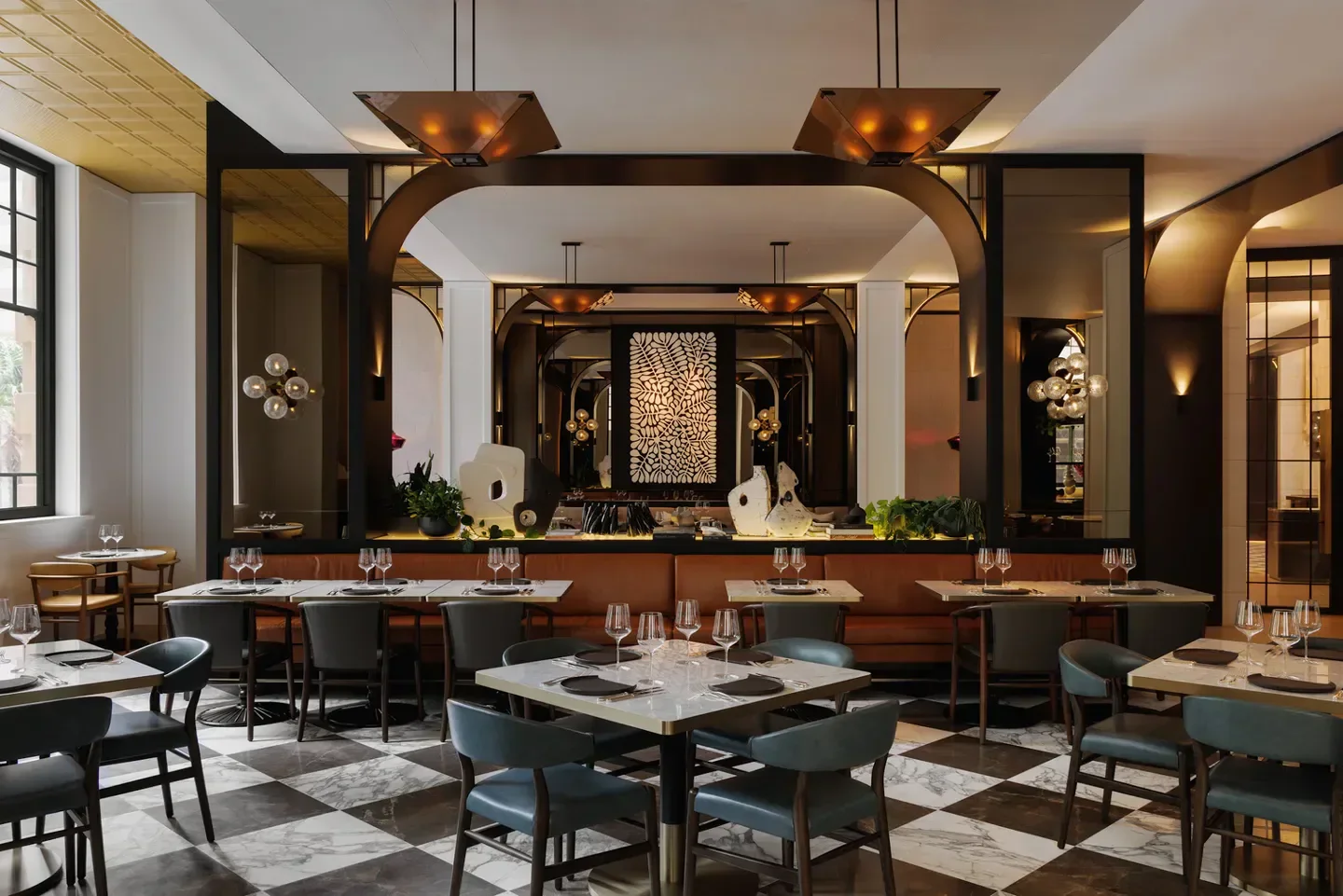 Elegant interior of Brasserie 1930 in Sydney, featuring stylish dining area.