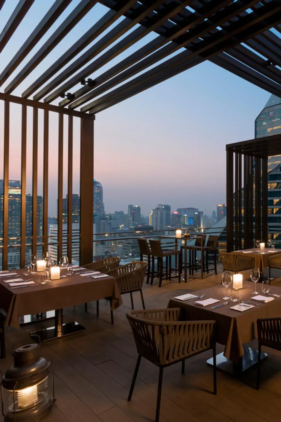 Rooftop dining at Elements, Inspired by Ciel Bleu, with city views in Bangkok.