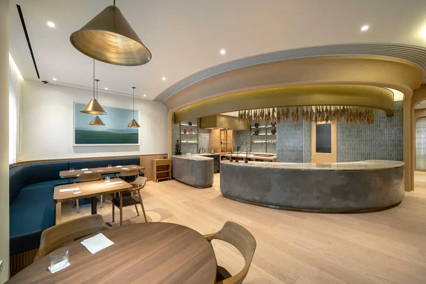 Interior of Evett restaurant in Seoul, showcasing elegant design and modern ambiance.