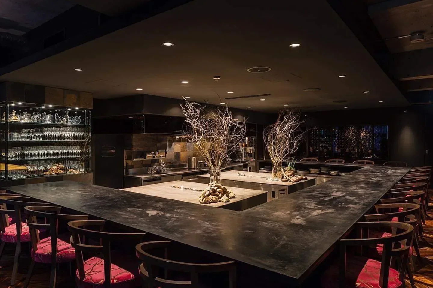 Interior of Florilège restaurant in Tokyo, showcasing a stylish, modern dining area.