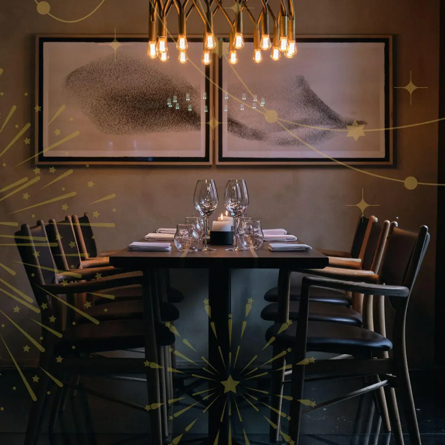 Cozy dining setting at formel B restaurant in Copenhagen, featuring a candlelit table.