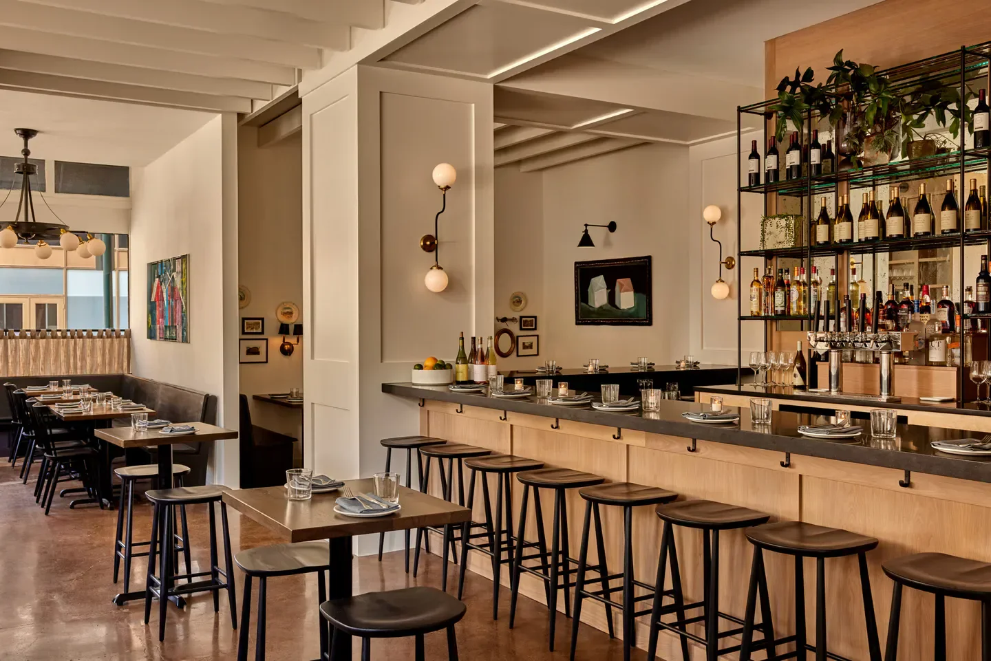 Interior of High Street Philly restaurant in Philadelphia with bar and seating area.