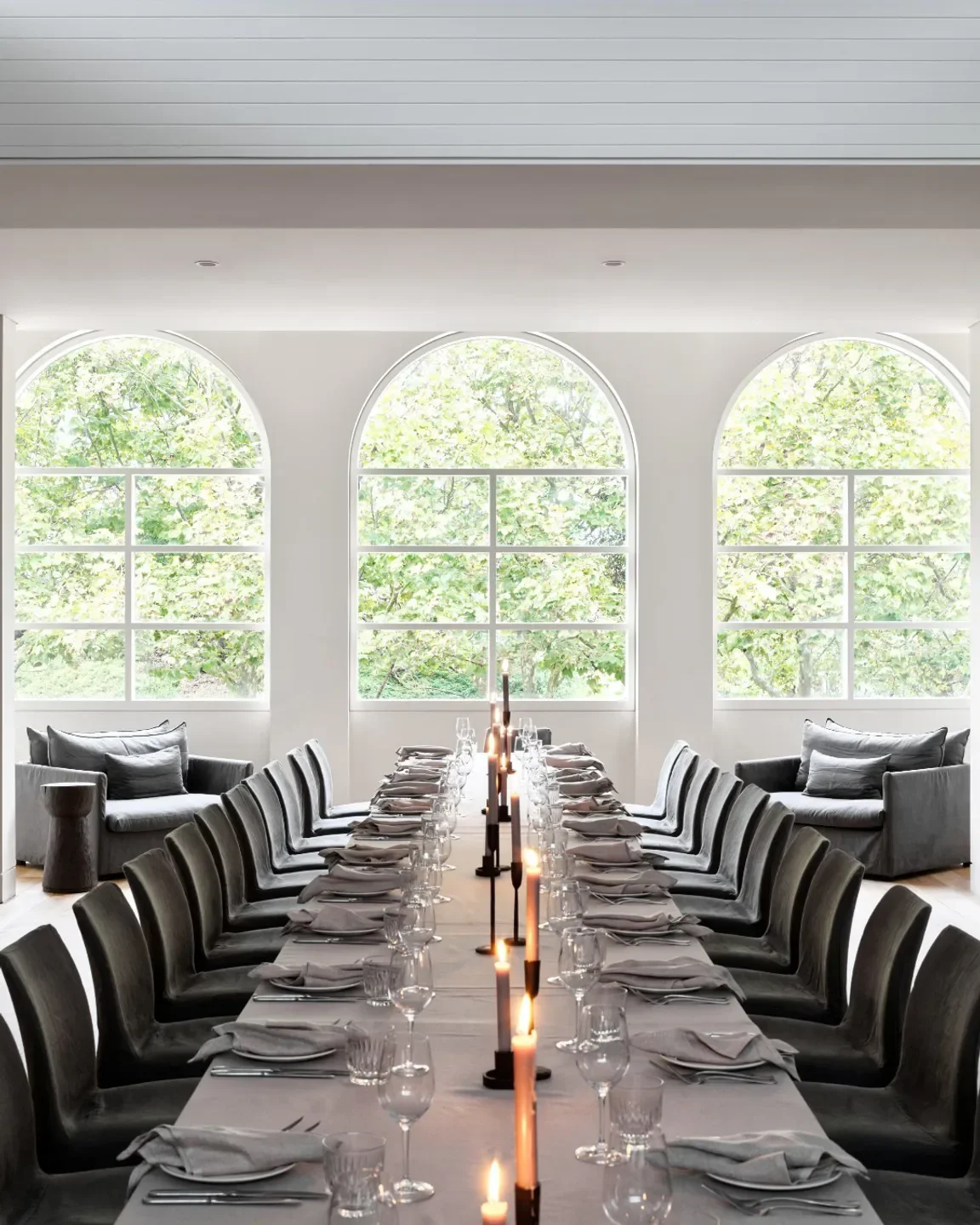 Elegant dining room at Hotel Centennial in Sydney, set for a special occasion.