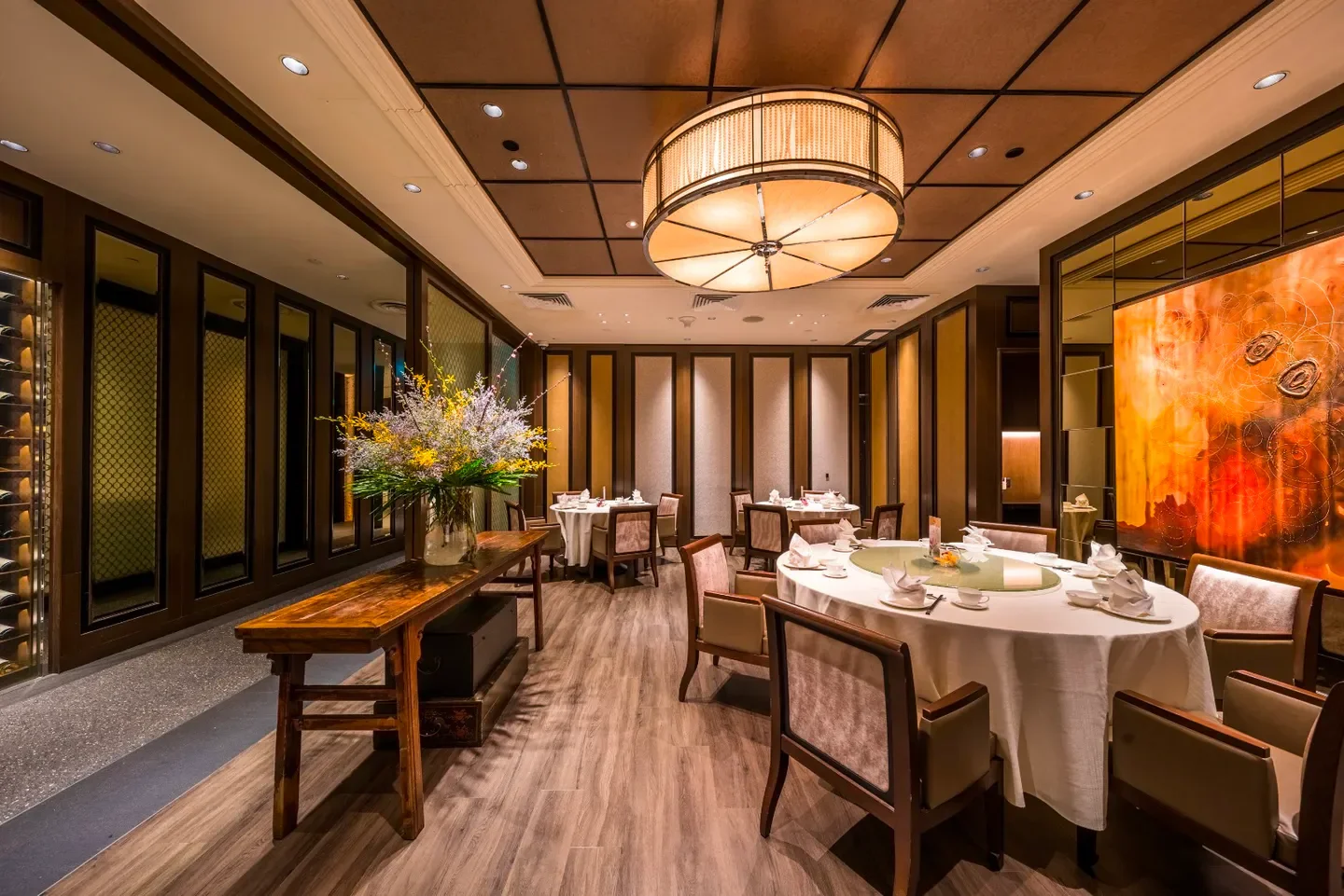 Interior of Imperial Treasure Fine Teochew Cuisine (Orchard) restaurant in Singapore, featuring dining tables