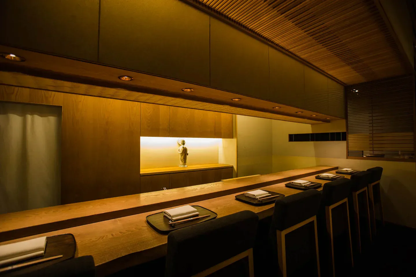 Interior of Kohaku restaurant in Tokyo, showcasing a minimalist and elegant design.
