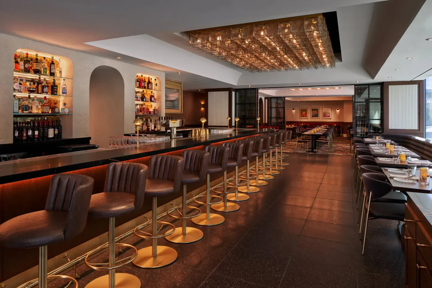 Elegant bar and dining area at L'Ardente restaurant in Washington, DC.
