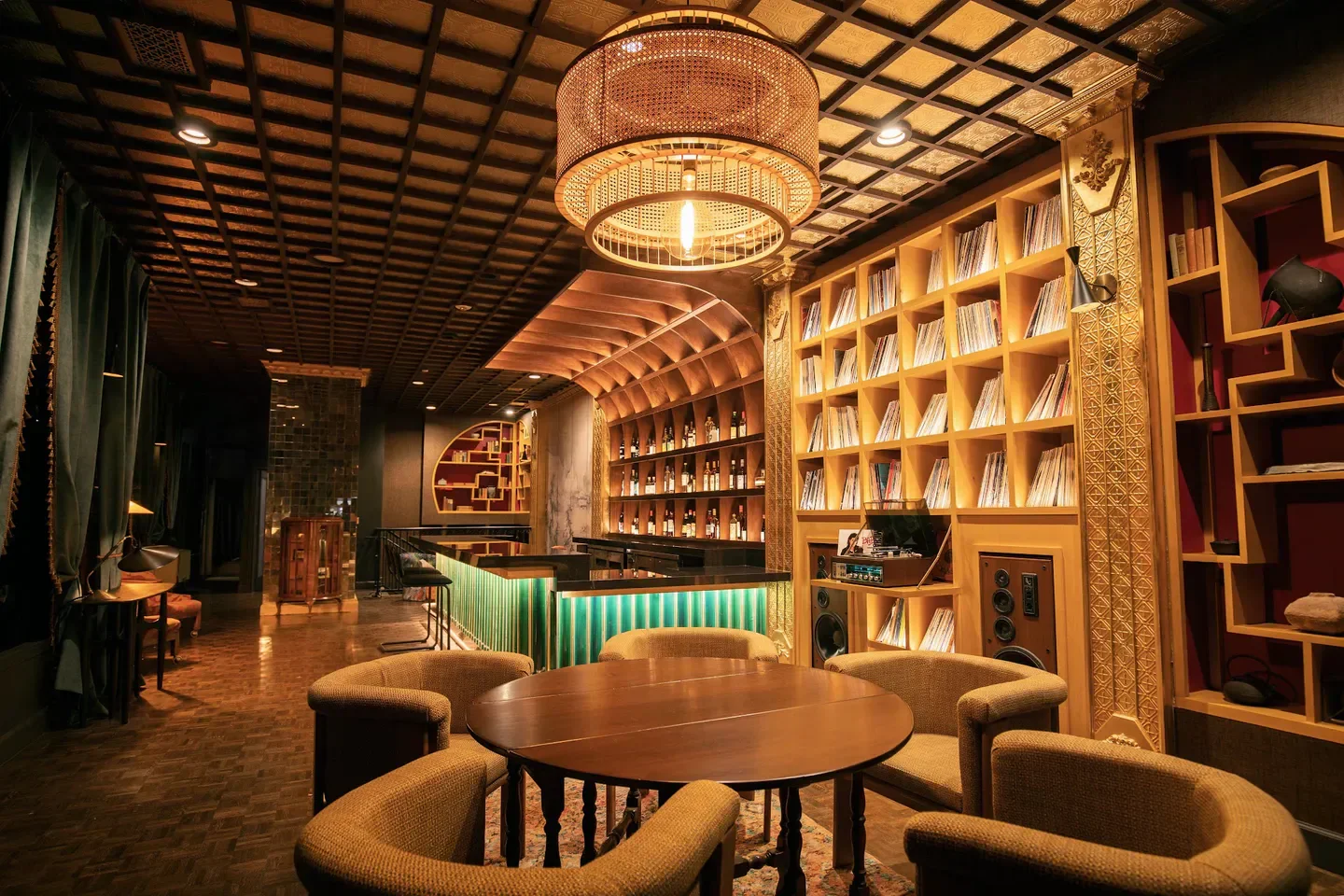 Elegant interior of Le Comptoir at Bar Crenn in San Francisco, featuring bar and seating.