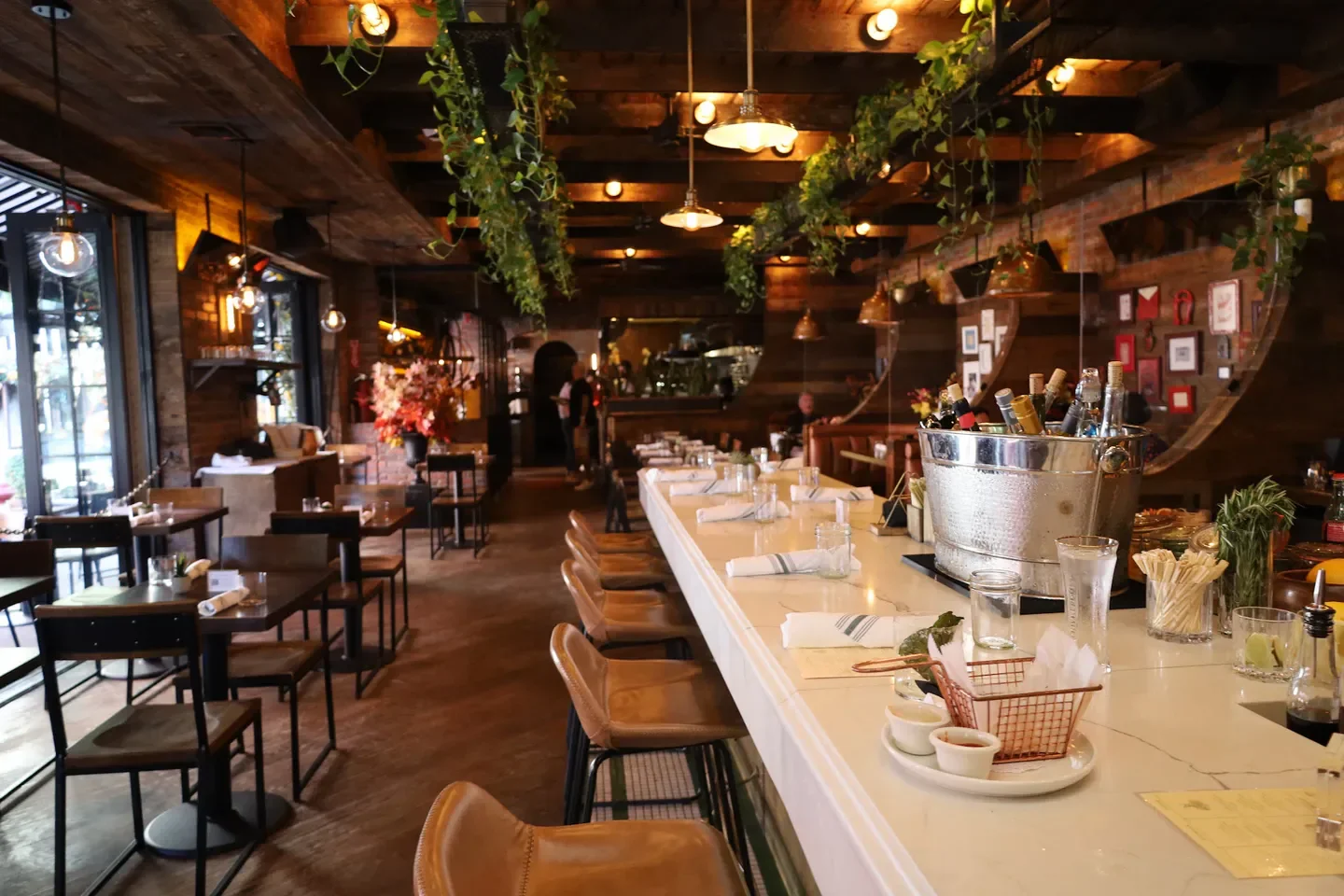 Interior view of Loulou Boulangerie & Traiteur in Sydney, with bar and dining area.