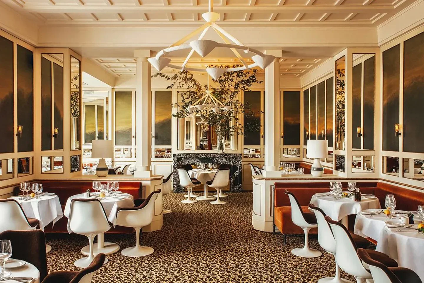 Elegant interior of Loulou restaurant in Paris, featuring stylish decor and refined dining