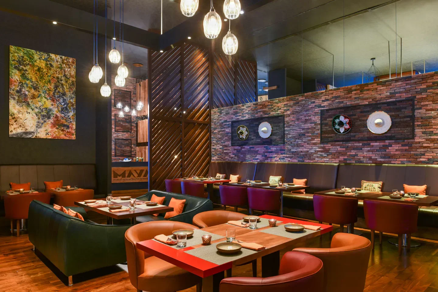 Stylish interior of Maya restaurant in Doha featuring elegant seating and decor