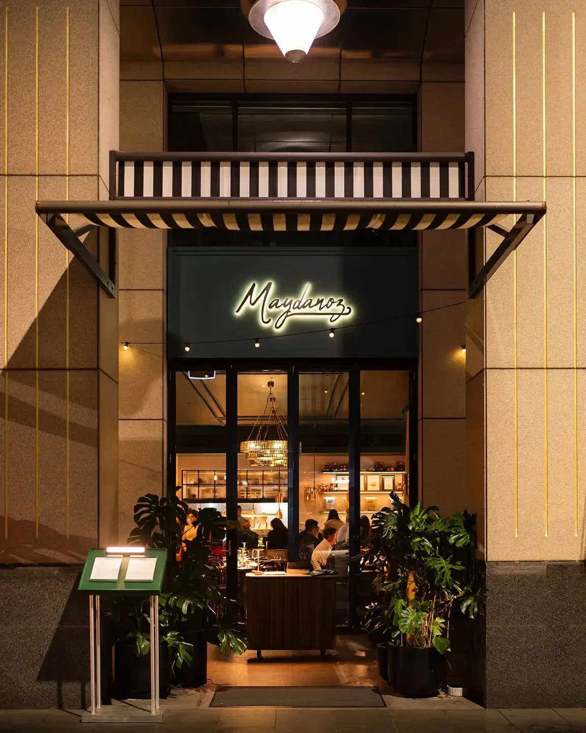 Entrance of Maydanoz restaurant in Sydney, featuring elegant design and inviting atmosphere.