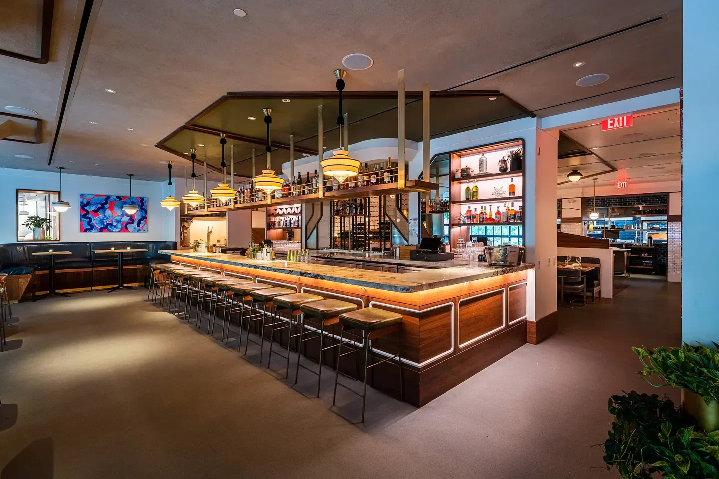 Michele’s restaurant in Washington with a stylish bar and inviting ambiance.