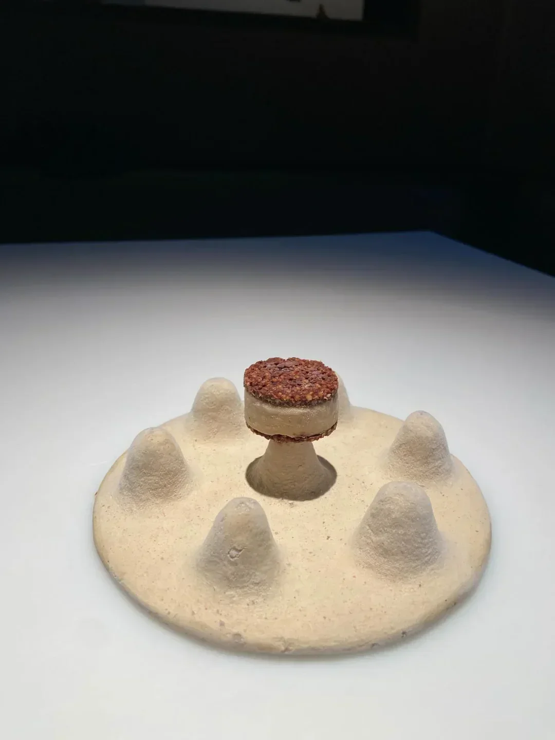 Unique dessert presentation at Mraz & Sohn in Vienna: a culinary art piece.