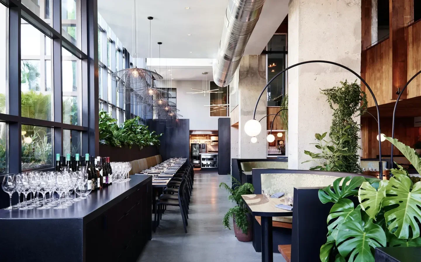 Interior view of Nari restaurant in San Francisco, featuring dining tables and decor.