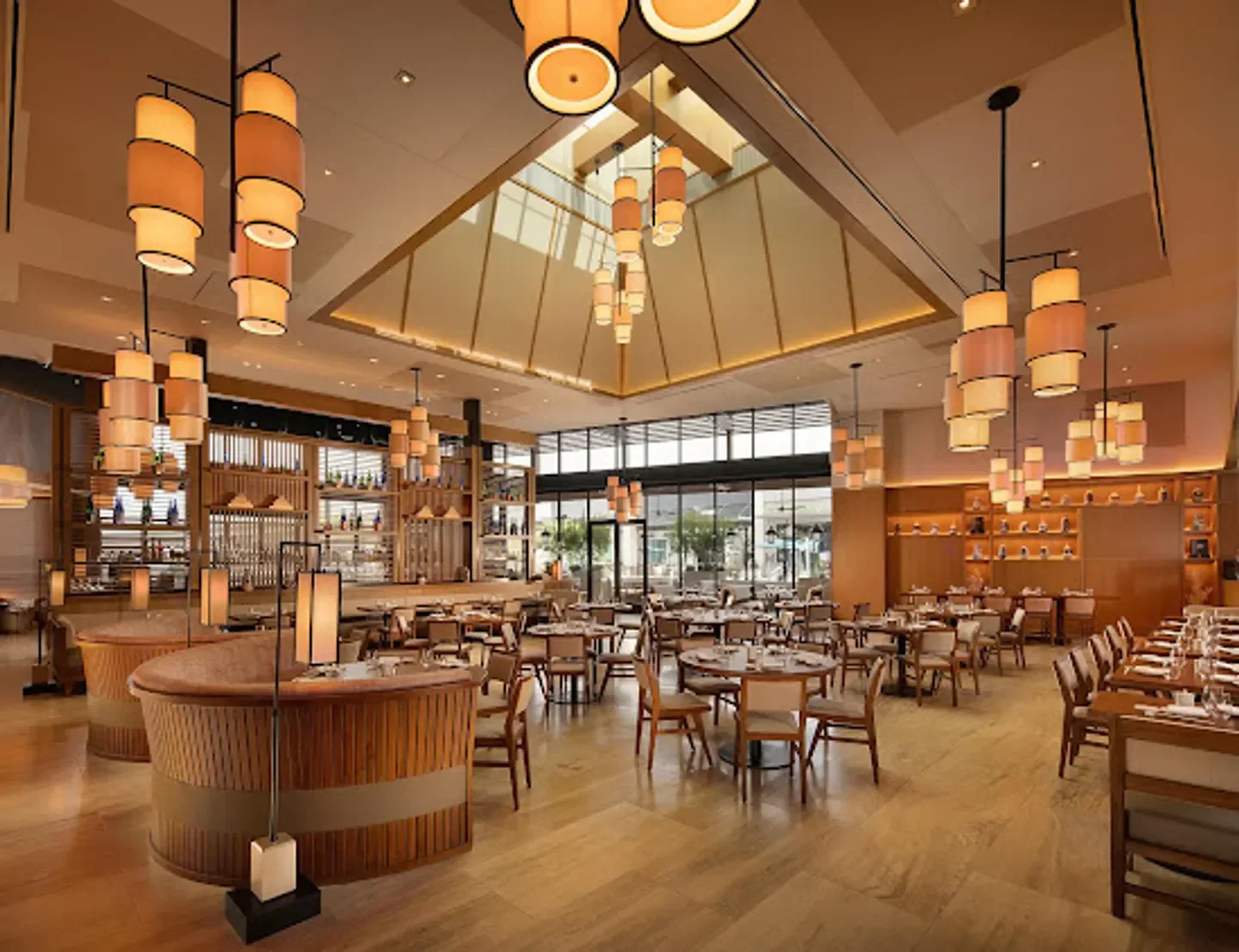 Interior of Nobu Scottsdale restaurant, showcasing stylish lighting and dining area.