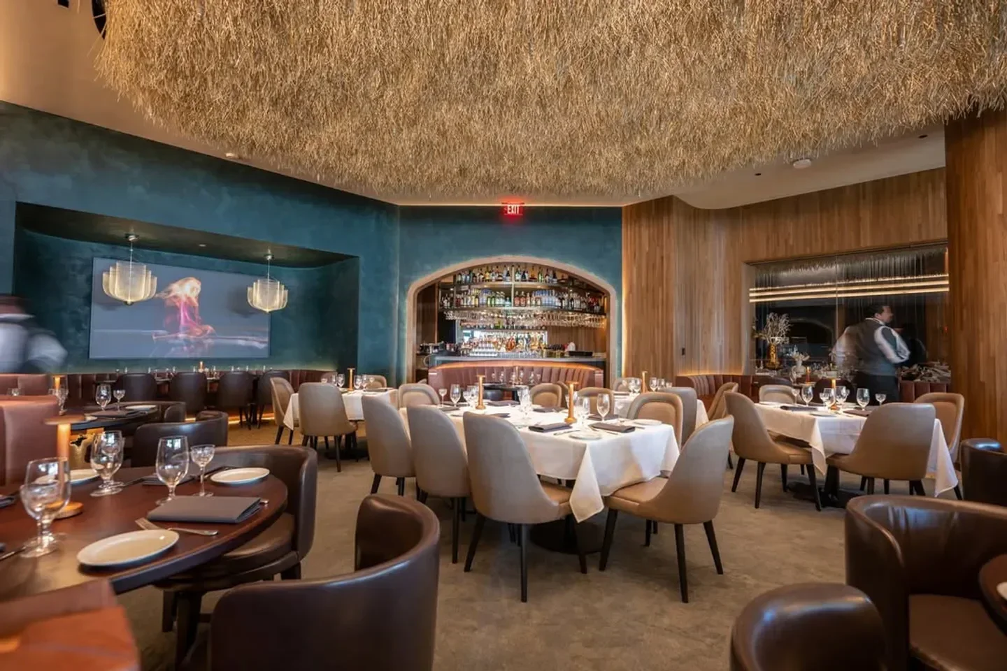 Interior of Ocean Prime Las Vegas restaurant, featuring elegant dining area and bar in Las Vegas.