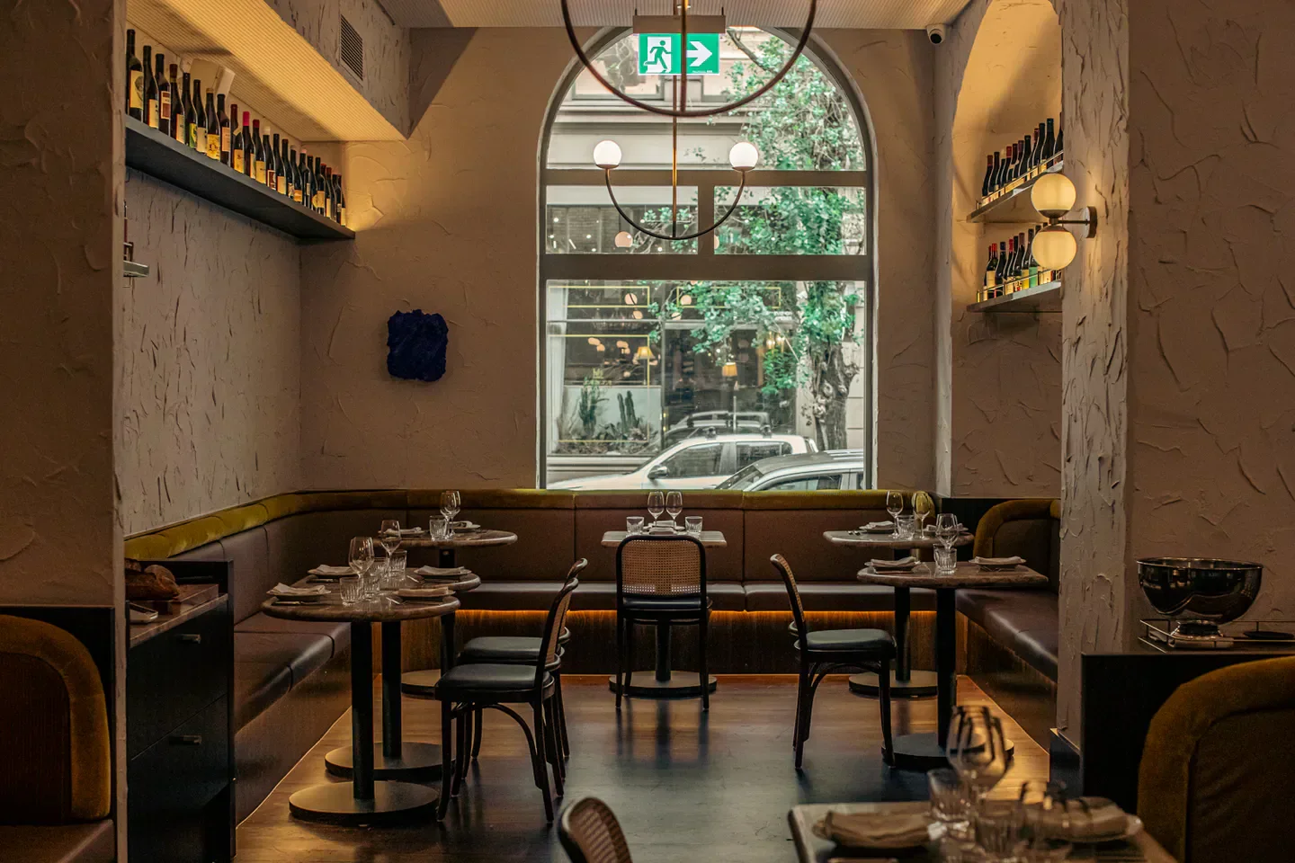 Interior of Palazzo Salato restaurant in Sydney, featuring tables and a stylish design.