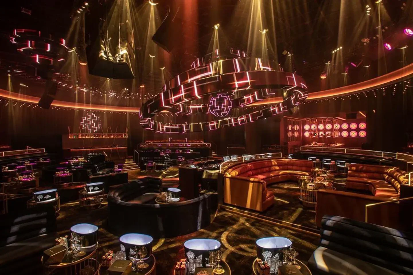 Inside Palm Club in Cannes: A luxurious nightclub with stylish interior design.