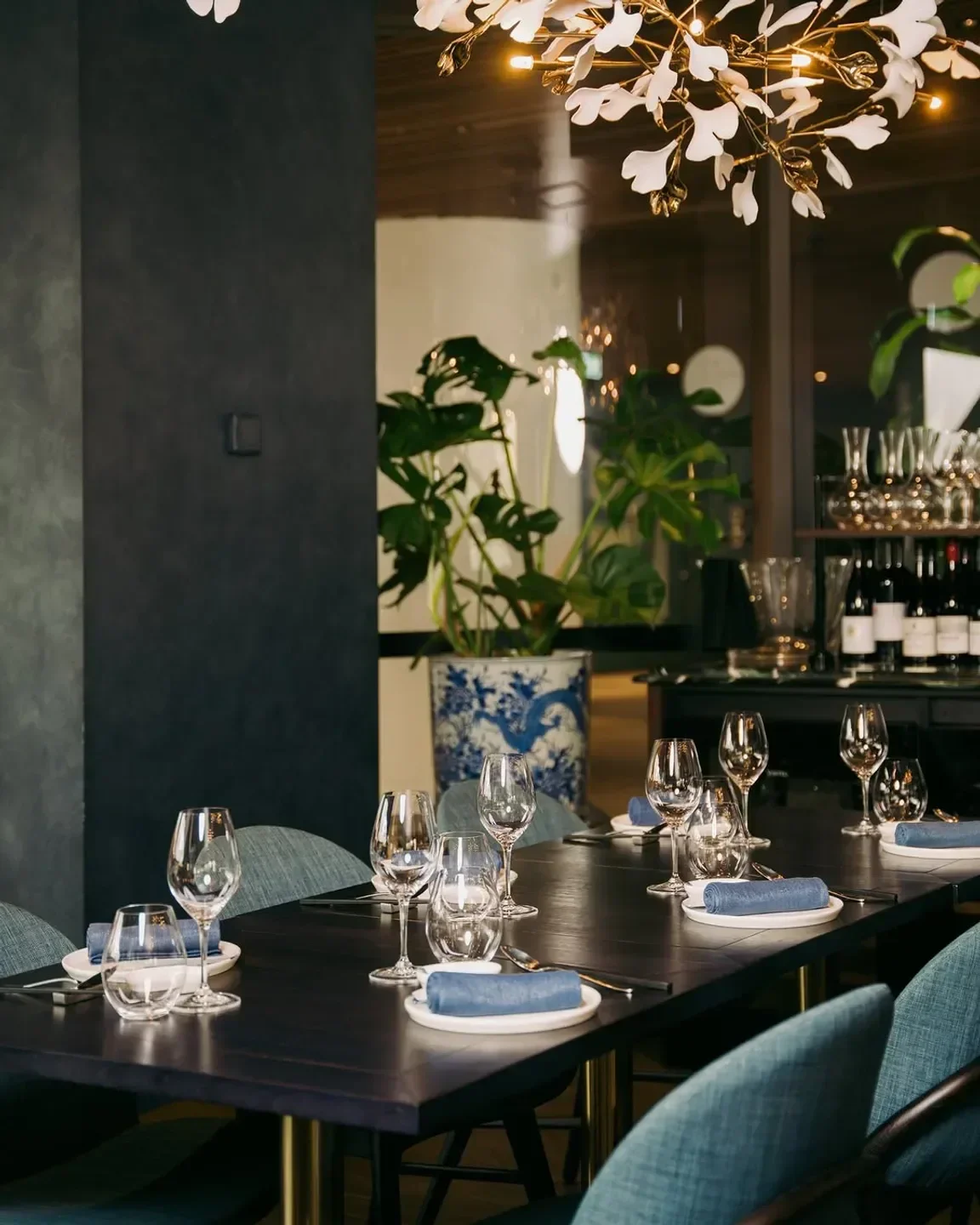 Elegant dining at Pearl Dining in Sydney, featuring table setting and stylish decor.
