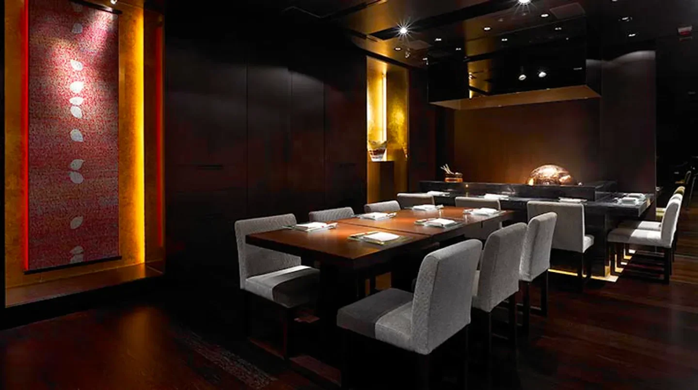 Interior dining at Shikigiku Japanese Restaurant at IFC Mall, Hong Kong, with modern design.