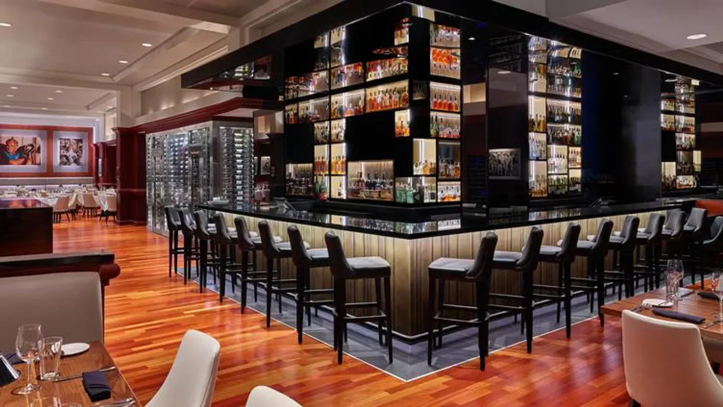 Interior bar at Shula's Steak House - Lake Buena Vista in Orlando, Florida.
