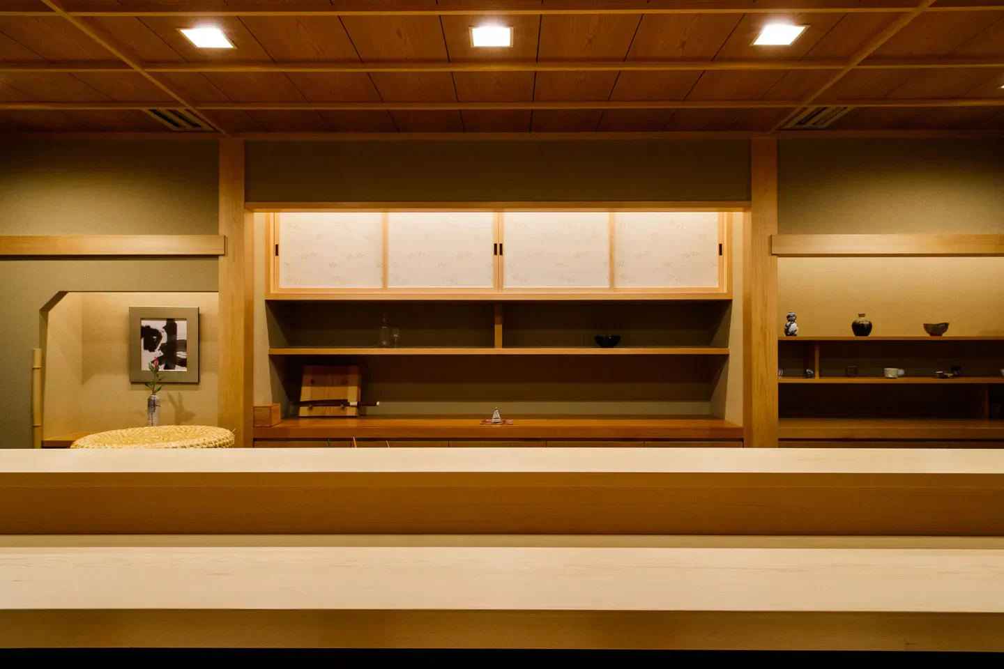 Interior of Sushi Sugita in Tokyo, showcasing a minimalist and elegant design.