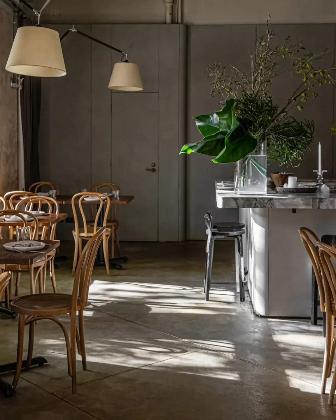 Interior of The Apollo restaurant in Sydney, featuring wooden chairs and stylish decor.