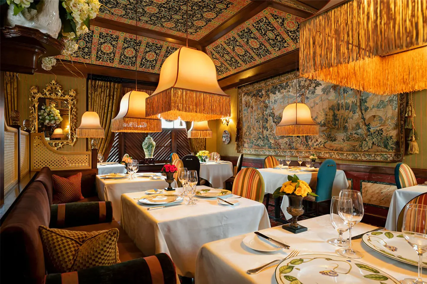 Elegant dining room at The Inn at Little Washington restaurant in Washington