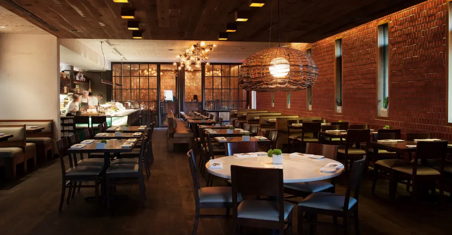 Interior of Uchiko restaurant in Austin, Texas, featuring elegant dining area