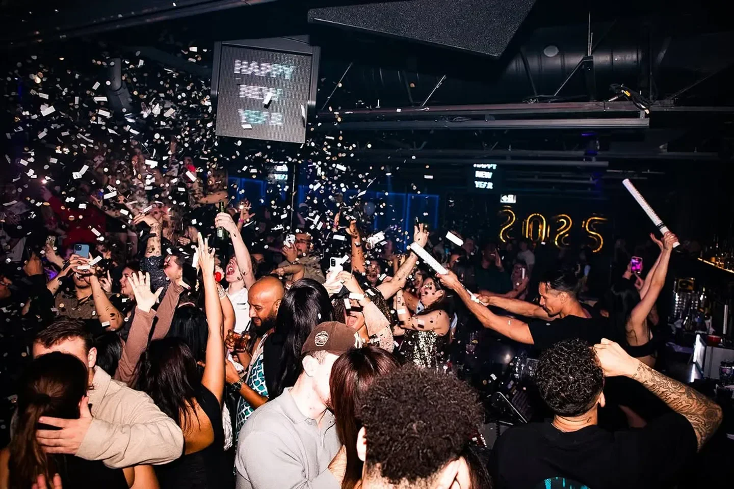 Confetti celebration at Ultra Violet nightclub in Toronto on New Year's Eve