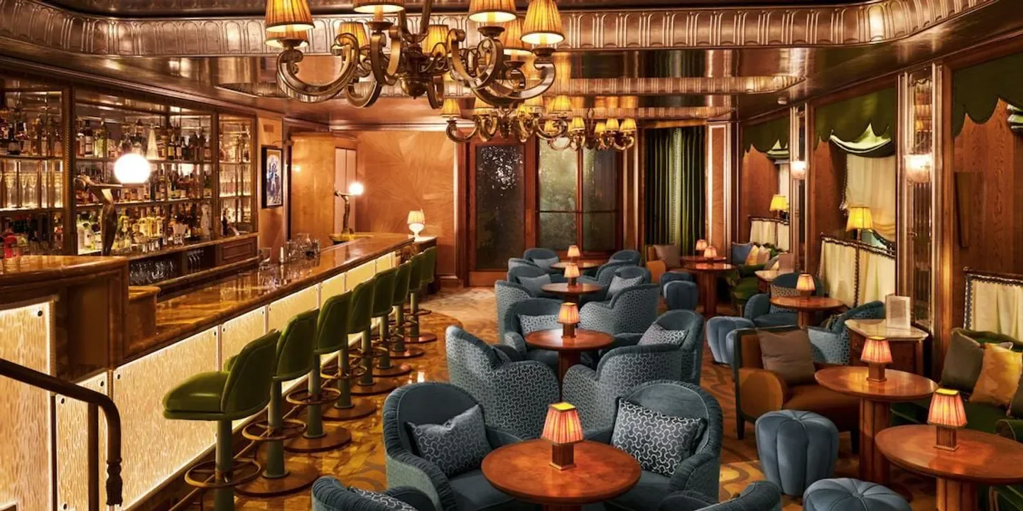 Interior of Vesper Bar in London, showcasing a luxurious and stylish restaurant
