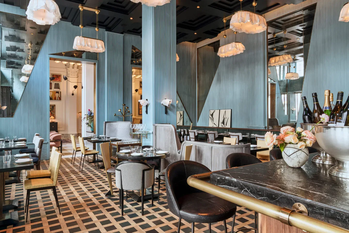 Elegant dining area at Villon restaurant in San Francisco with stylish design and decor.