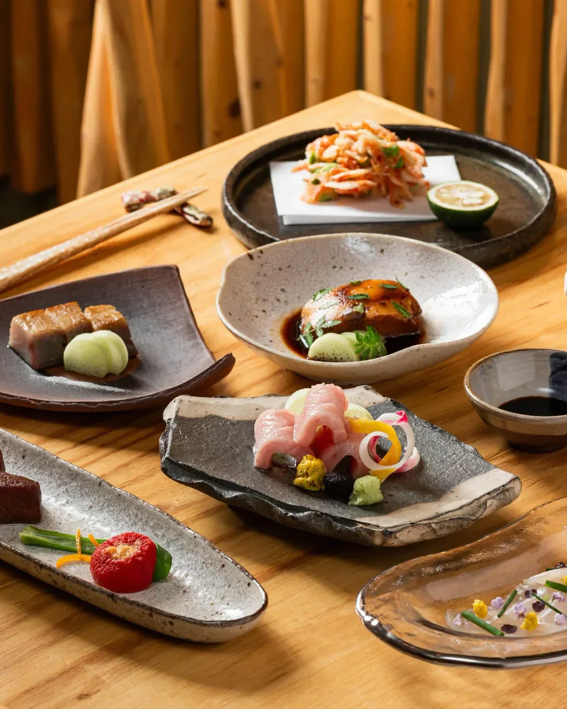 Delectable dishes at Yukashi restaurant in Toronto, showcasing Japanese cuisine with artistic presentation.